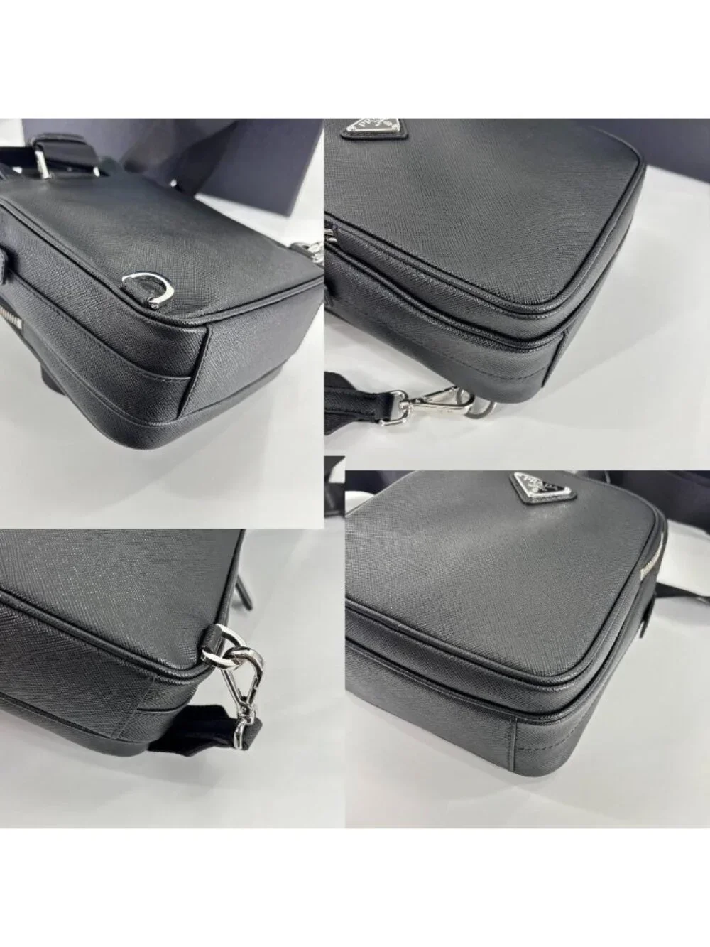 Prada Saffiano Leather Shoulder Bag Black